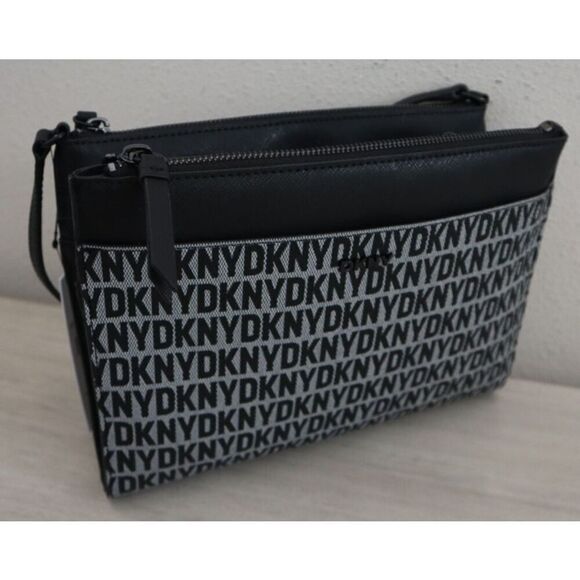 DKNY Women's O/S White/Black Monogram Bryant Park TZ Crossbody Bag - Picture 1 of 16